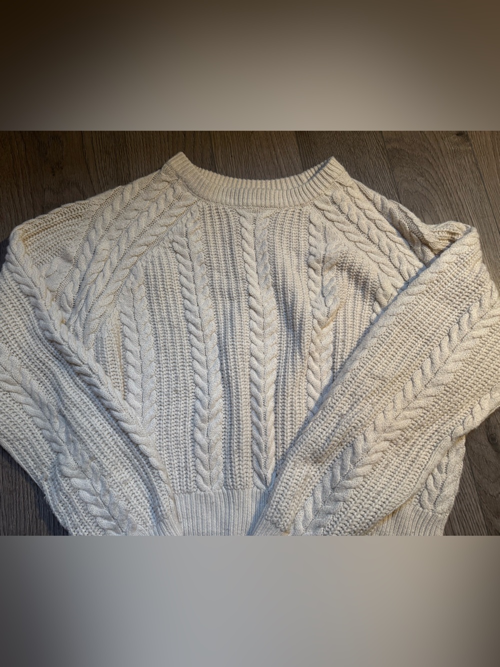 French Connection Cream Cable Crewneck Sweater